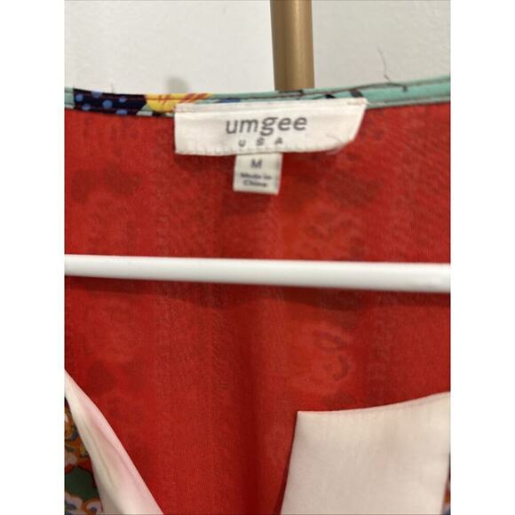 Umgee Boho Chic Mismatch Multicolor Floral Bell Sleeve Flirty Mini Dress Medium - Picture 2 of 6